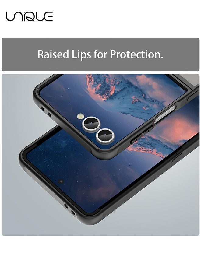 Unique Compatible with Samsung Galaxy Z Flip 7 Case - Translucent Frosted Phone Case - PC Durable Phone Protector - TPU Shockproof Protective Case - Black - Image 4